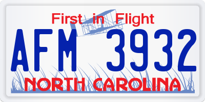 NC license plate AFM3932