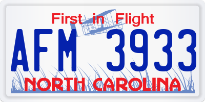 NC license plate AFM3933