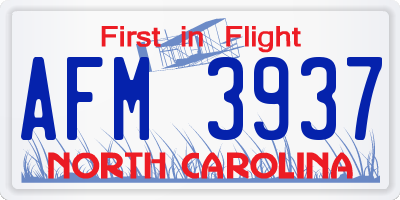 NC license plate AFM3937