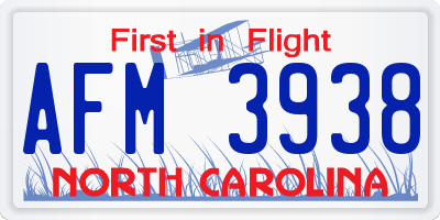 NC license plate AFM3938