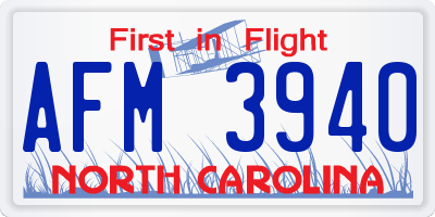 NC license plate AFM3940