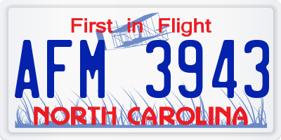NC license plate AFM3943