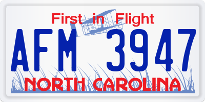 NC license plate AFM3947