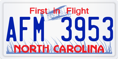 NC license plate AFM3953