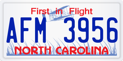 NC license plate AFM3956