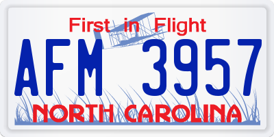 NC license plate AFM3957
