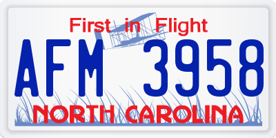 NC license plate AFM3958
