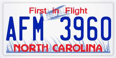 NC license plate AFM3960