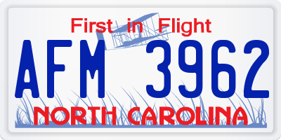 NC license plate AFM3962
