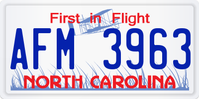 NC license plate AFM3963