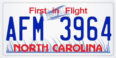 NC license plate AFM3964