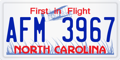 NC license plate AFM3967