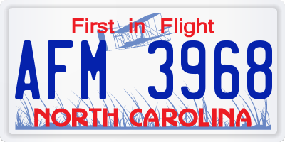 NC license plate AFM3968