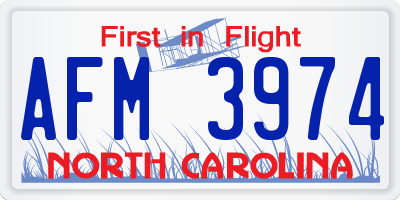 NC license plate AFM3974