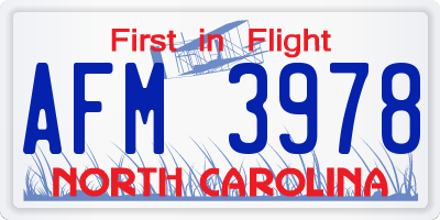 NC license plate AFM3978