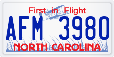 NC license plate AFM3980