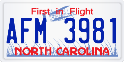 NC license plate AFM3981