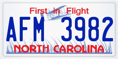 NC license plate AFM3982