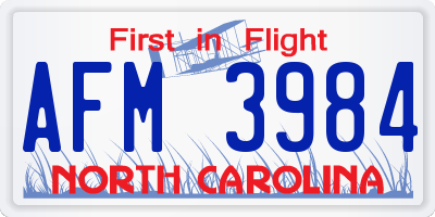 NC license plate AFM3984