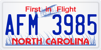 NC license plate AFM3985