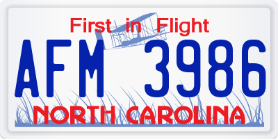 NC license plate AFM3986