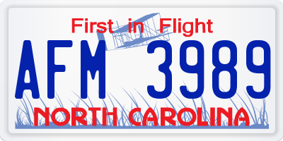 NC license plate AFM3989