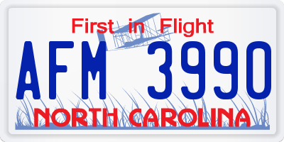 NC license plate AFM3990