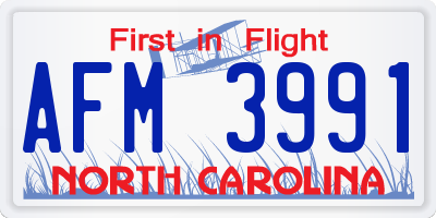 NC license plate AFM3991