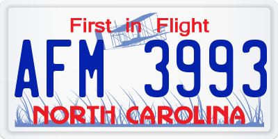 NC license plate AFM3993