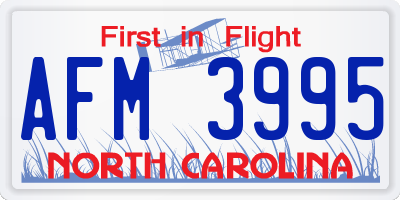 NC license plate AFM3995