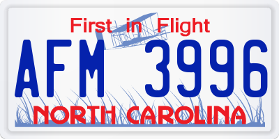NC license plate AFM3996