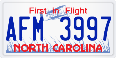 NC license plate AFM3997