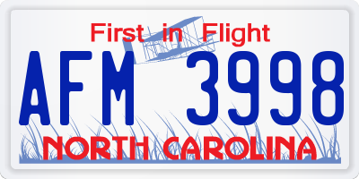 NC license plate AFM3998