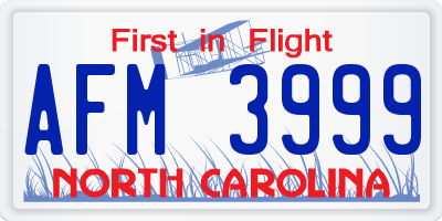 NC license plate AFM3999