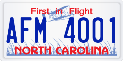 NC license plate AFM4001