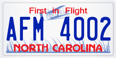 NC license plate AFM4002