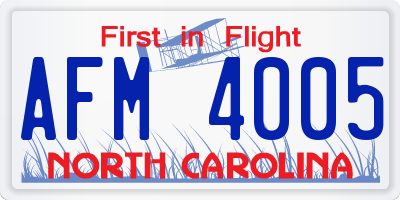 NC license plate AFM4005