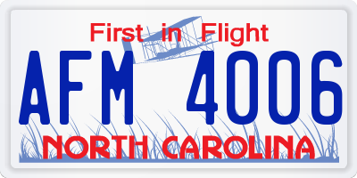 NC license plate AFM4006