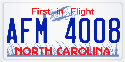 NC license plate AFM4008
