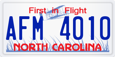 NC license plate AFM4010
