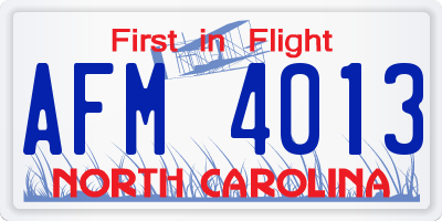 NC license plate AFM4013