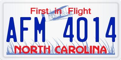 NC license plate AFM4014
