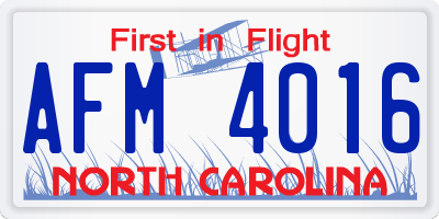 NC license plate AFM4016