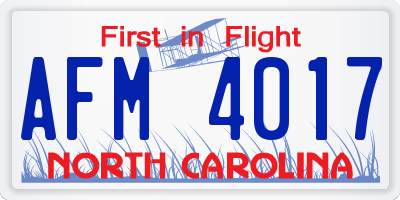 NC license plate AFM4017