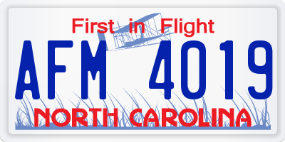 NC license plate AFM4019