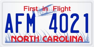 NC license plate AFM4021