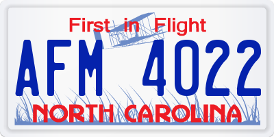NC license plate AFM4022