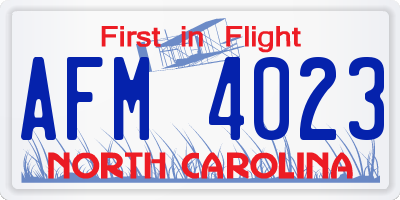 NC license plate AFM4023