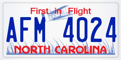 NC license plate AFM4024