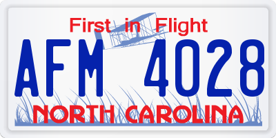 NC license plate AFM4028